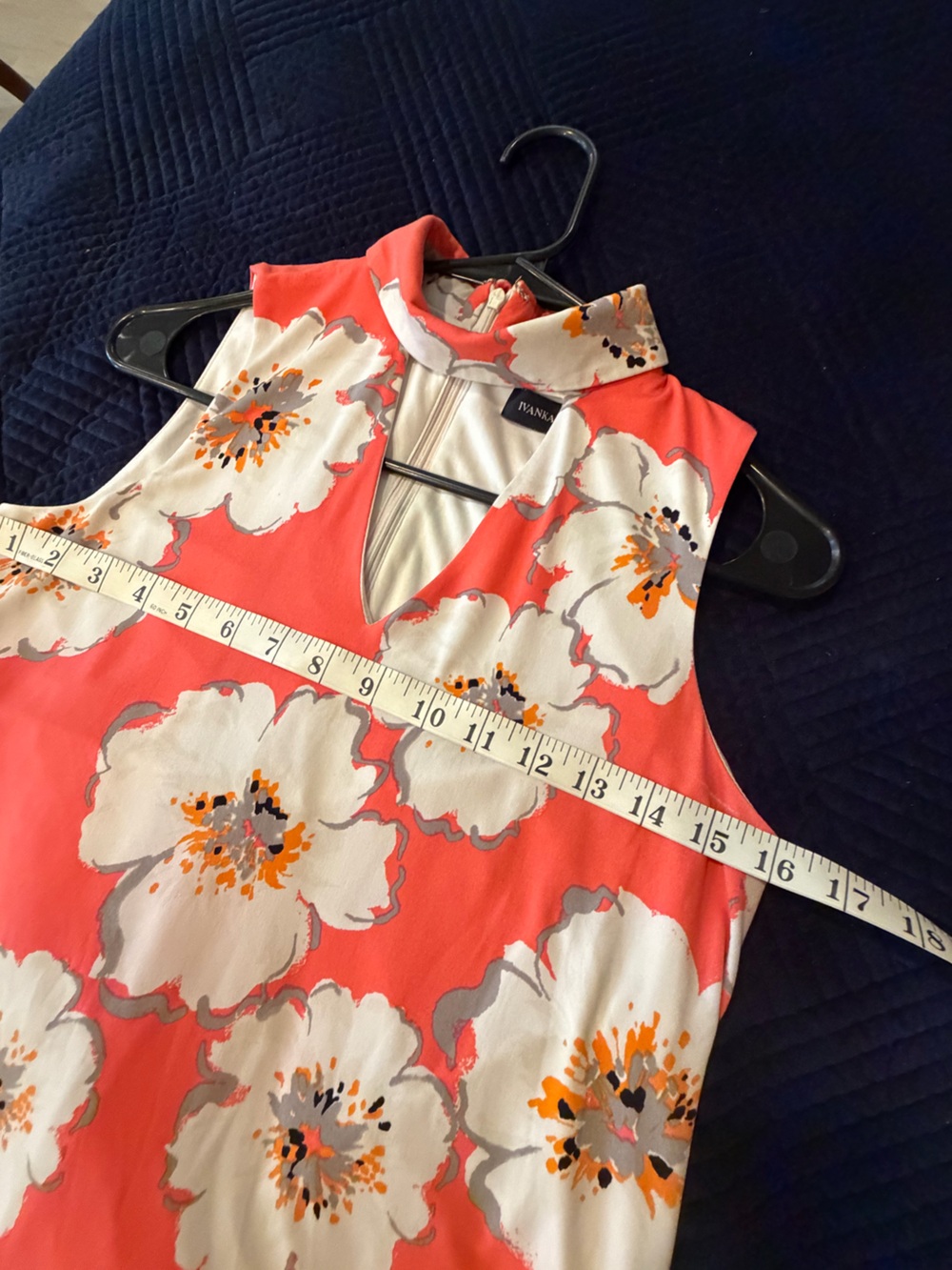 Coral Pink Floral Sleeveless Mock Neck Sheath Dress - Picture 7 of 8